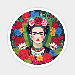 Mexican Dream of Flowers and Frida Kahlo Magnet